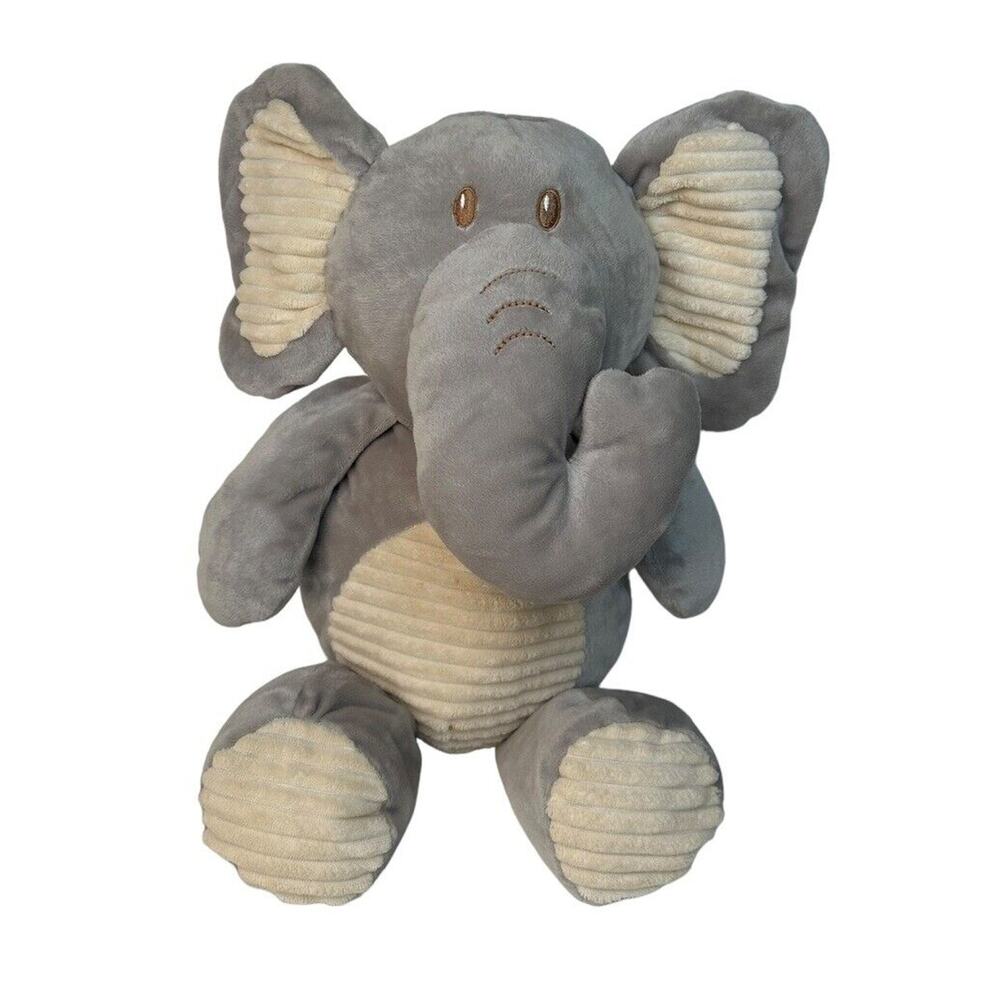 KellyToy Elephant Rattle Plush Floppy‎ Stuffed Animal Gray Lovey Sewn Eyes 20"